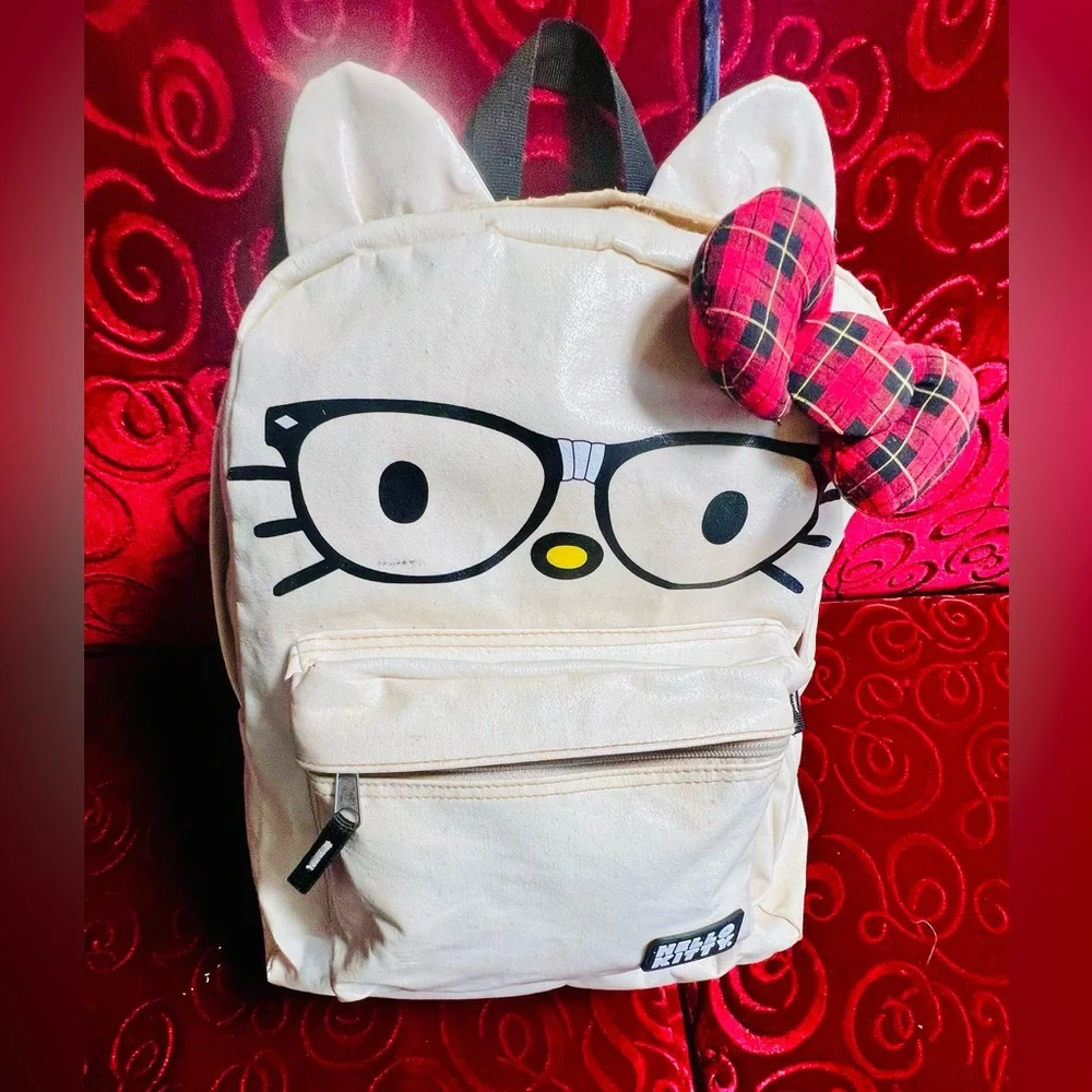 RARE Loungefly Hello Kitty Cute Nerd Face Backpack